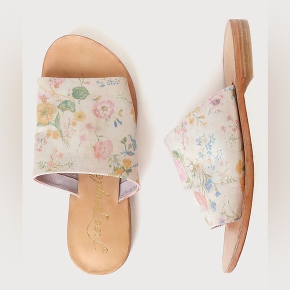 Free People Shoes - Free People | Vicente Slide Sandals In Natural Floral Size 10 NEW